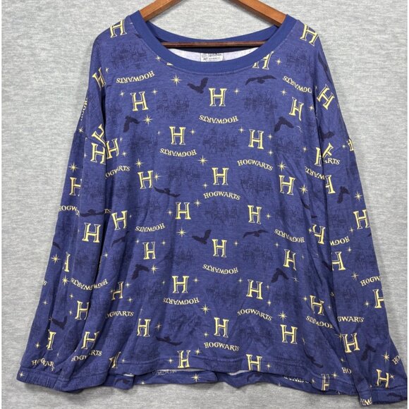 Harry Potter Hogwarts Womens Long Sleeve Lounge Top XL - Picture 1 of 3